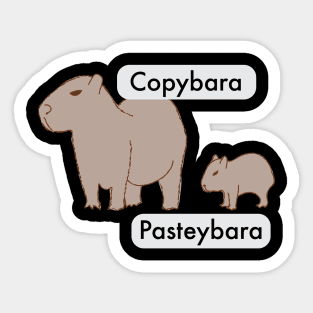 Capybara and Baby Capybara Pup, Copy Paste Pun Copybara Pasteybara Sticker